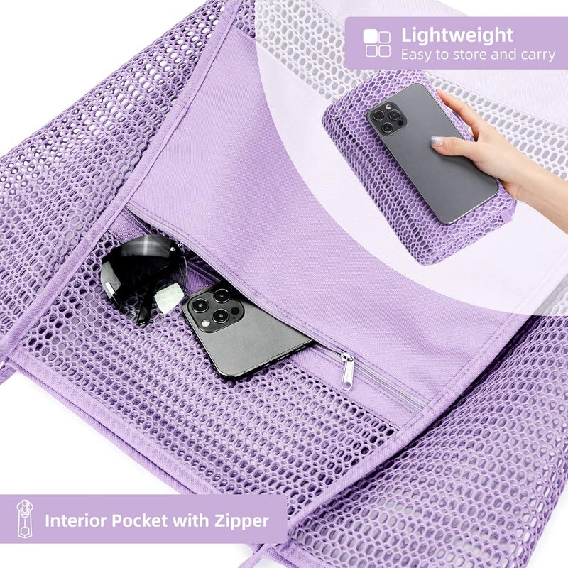 KALIDI BeachNylon Mesh Tote Bag, Casual Tote Bag Hobo Women Foldable MAX 23L Shoulder Bag For Beach Picnic Vacation - Image 5